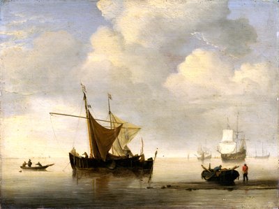 Calme : Deux navires hollandais - Willem van de Velde the Younger